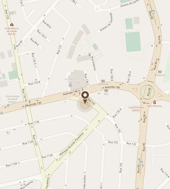 Mapa do Setor Marista com o pino no IM Mall, Rua 135, perto da Avenida 136